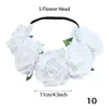 10 pcs MOQ Colorido Rose Flor Headbands Headband Do Cabelo Do Cabelo Guirlanda Acessórios Floral Crown Hairband com Elastic Rubber Band