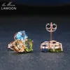 Lamoon 925 Boucles d'oreilles en argent sterling pour femmes boucles d'oreille de pierre précieuse citrine péridot topaz 18K Rose Gol Bijoux S925 LMEI037 CJ1917351249