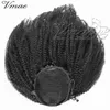 Couleur naturelle brésilienne 4C Afro Kinky Curly Ponytail 120g Prêle Cuticule Aligné Vierge Bande Élastique Cordon Extensions de Cheveux Humains