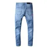 Mode- Designer Jeans Distressed Rits Hole Jeans Hoge Kwaliteit Casual Jeans Mannen Skinny Biker Broek Blauw Maat 28-40