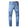 Fashion- Designer Jeans Distressed zipper Hole Jeans High Quality Casual Jeans Men Skinny Biker Pants Blue Size 28-40