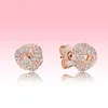 Shimmering Knot Stud Earrings luxury designer Rose gold plated 925 Silver Wedding Earring with Original box for Pandora Women Earrings