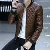 Winter Black Warm Thick Stand Collar PU Leather for Men Jacket