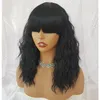 16 -calowy luźne kręcone falistą syntetyczną perukę dla mody kobiety odporne na ciepło błonnik bez koronki z przodu pełne grzywki naturalne peruki włosów