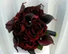 Fleurs de mariage Bouquet de mariée style rond Rose bordeaux avec lys Calla 10 pouces main tenant 9342441