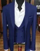 Custom Made Blue / Burgundia / Black Groom Tuxedos Groomsmen Mężczyzna Suknia Ślubna Popularna Kurtka Mężczyzna Blazer 3 Sztuka kostiumu (Kurtka + Spodnie + Kamizelka + Krawat) 1016