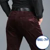ICPANS Большой размер 40 42 повседневные брюки мужчина вельвето зима 2018 Черный темно -синий хлопок теплый прямой эластичный мужские брюки толстые брюки