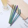 More Size 304 Colorful Stainless Steel Straw Reusable Drinking Straw High Quality Bent Straight Metal Straw Cleaner Brush 200pcs