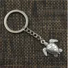 30st / Lot Key Ring Keychain Smycken Silverpläterad Sköldpadda Turtle Charms Pendant för nyckeltillbehör 23x26mm