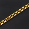 18k Gold Plated Hip Hop smycken fylld solid halsband kubansk länkkedja män choker rostfritt stål manlig kvinnlig tillbehör mode 260A