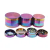 4 Layers Herb Grinder 40mm 50mm 55mm 63mm Diameter Zinc Alloy Rainbow Laser Color Mini Tobacco Grinders Spice Crusher Herbs Grinder Cheap