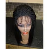 Peruki 250% gęstość Brazylijska pełna koronkowe przednie krótkie warkocze peruki dla czarnych kobiet Naturalne czarne/brązowe syntetyczne pianowane perukę z włosami dla dzieci