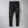 Calças de brim dos homens da moda Pista de Corrida Magro Racer Biker Jeans # 1155 Hiphop Skinny Men Denim Ripped Basculadores Calças Macho Rugas Jean Calças