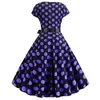 Bebovizi femmes vêtements 2019 nouveau décontracté été élégant bureau violet robes de grande taille Sexy Dot imprimer 1950 s Vintage robe de pansement