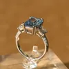 Fashion-Ringar Guldfärg Ring Rektangel Topaz Emerald Pink Crystal Ringar Sterling Silver Smycken Party Modevaror Fina smycken