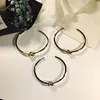 Pulsera anudada de acero inoxidable para hombres y mujeres, pulsera de amistad, plata, oro rosa, pulsera abierta en forma de C, joyería de lujo diseñador2652991