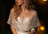 Luxury New Lace Bridal Bridal Bolero Vestes Scoop Neck Tulle Cover Up Topper Per perle sur mesure Veste de mariage sur mesure9970931