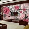 Foto tapet 3D Stereo Relief Flower Circle Modern Simple Mural Matsal vardagsrum SOFA TV Backdrop Wall Papel de Parede