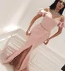 Nowy Design Różowy Długi Sukienka Wieczorowa Arabski Dubaj Mermaid Front Split Wakacje Kobiety Noszą formalne Party Prom Suknia Custom Made Plus Size