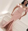 New Design Pink Long Evening Dress Arabic Dubai Mermaid Front Split Holiday Women Wear Formal Party Prom Gown Custom Made Plus Size