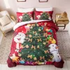 Classic Merry Christmas Tree Pattern 3Pcs/Set Printing bedding Sets Soft 100% Cotton Bed Winter Comfortable Quilt Bedding Outlet