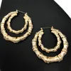 New Ethnic Style Big hip hop bamboo hoop earrings punk gold plate hot sale circle earrings for women Hip hop Jewelry Free Shipping