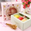 20x Drawer Lid Macaroon Paper Gift Box with Window 6 Grids Wedding Party Paper Box For Cake Packaging Candy Cookies Cupcake