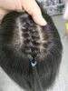 5 × 6 インチ人毛トッパー女性のためのナチュラル Blck カラー 100% レミー Slik ベースクリップかつらヘアピース