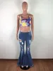 女性のジーンズリッピングパンツセクシーな女性のカジュアルデニムフレアパンツボディコンベルボトムズボン1