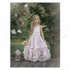 Pink 2020 Boho Flower Girl Dresses For Wedding Lace Appliqued V Neck Toddler Pageant Gowns Chiffon Kids Prom Dress