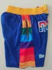 Nowa drużyna Vintage Basketball Shorts Zapip Kieszonkowy Ubrania Ubrania Niebieska kolor Dokonany rozmiar S-xxl Mieszanka Zamów wszystkie koszulki