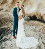 2020 Beach Full Lace Wedding Dresses Long Sleeves Boho Plus Size Sweep Train Bohemian Wedding Dress Country Bridal Gowns vestidos de novia