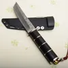 Nowy przylot VG10 Damascus Stal Nóż Stax Tanto Blade Ebony Heban Hebal Survival Prosty noże z pochwa Kydex