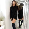 2019 nouvelles femmes pull robes automne hiver à manches longues tricoté col roulé épais chaud mince robes vestido de festa