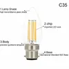 Ampoule candélabre LED 2/4/6 W, ampoules de lustre à intensité variable (équivalent 40 W), ampoule de bougie à filament vintage C35, pointe de flamme, angle de faisceau de 360 degrés