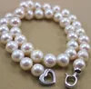 Grande 9-10MM branco NATURAL South Sea pearl necklace 18 "