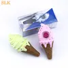 Cute ice cream pipe cone silicone pipe smoking hand pipes with glass thick bowl glass oil burner unique percolator silicone bong