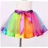 Kids Rainbow TUTU Skirt Girls Ball Gown Colorful Dance Wear Dress Ballet Pettiskirt Children performance Party Clothing