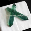 10Pcs Natural Green Fluorite Rare Crystal Double Terminated Wand Point Healing Specimen 6 Faceted Prism Bar Reiki Chakra Meditation Therapy