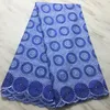 5Yards / pc nova moda rosa tecido de algodão africano e azul bordado voile suíço rendas seco de roupas BC107-6