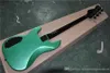 4 Strings Metallic Green Body Electric Bass Guitar med fast bro, svarta tuners och bro, kan anpassas