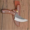 New Arrival Survival Straight Hunting Kitchen Knife High Carbon Steel Blade Full Tang Rosewood Handle With Leather Sheath