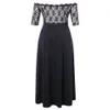 Wipalo plus storlek spets applique golv längd klänning kvinnor elegant av axeln 3/4 ärmar a-line dress vestido party klänningar y19073101