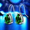 6 Pairs Luckyshine New Green Water Drop Crystal Zircon Earring Sliver For Women Dangle Earring