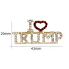 LOVE TRUMP I Rhinestones Brooch Crafts for Women Glitter Crystal Letters Pins Coat Dress Jewelry Brooches es