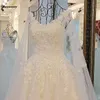 Dubai Sky Blue Wedding Suknie z długimi płaszczami kryształowymi perłami Puffy ślubne suknie balowe szata de Mariee 2021 Aplikacje Casamento305h