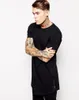 E-Baihui 2017 Nostalgic New Clothing Mens Black Long T Shirt Men Tops Hip Hop T-shirt Män Kort ärm Longline Casual Tee Shirts2665