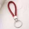 30 color PU Leather Braided Woven Keychain Rope Rings Fit DIY Circle Pendant Key Chains Holder Car Keyrings Jewelry accessories in Bulk