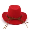 Fashion Men Women Westerten Cowboy Hat Wool Felt Trilby Jazz Fedora Hat Roll Brim Panama Party Formal Hats Sombrero