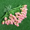 31 pièces fleurs artificielles branche tulipe Real touch fleurs en latex fleur de tulipes bouquet artificiel fausse fleur bouquet de mariée T200103